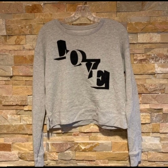 Aeropostale Tops - LOVE sweatshirt by Aeropostale - cropped, medium gray w black glitter letters